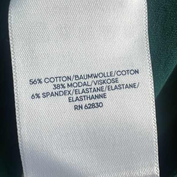 Lands End Womens Shirt 3/4 Sleee Button Up Jersey Ruffle Neck Pintuck Green XL - Picture 7 of 7